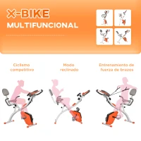 HOMCOM Bicicleta Estática Plegable Regulable en Altura Resistencia Magnética Ajustable Bici Estática con Pantalla LCD Asiento con Respaldo Sensor de Pulso Carga 120 kg para Casa 105x48x118 cm Naranja(m-7)