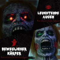 HOMCOM Halloweendeko, Kettensägenmörder, beweglich, Motorsägensound, Schaltautomatik, 1,70 m(m-5)