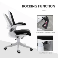 Vinsetto Swivel Office Chair Breathable Fabric Study Computer Chair with Flip-Up Arm for Home, Black(m-5)