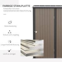 Outsunny Gerätehaus 1,34 m² Geräteschrank mit Pultdach abschließbar Gartenhaus Geräteschuppen aus verzinkter Stahl 161,5 x 94,5 x 196 cm Braun(m-5)
