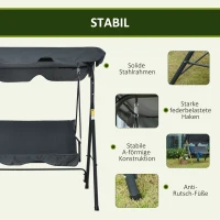 Outsunny Hollywoodschaukel, Gartenschaukel, bis 3 Personen, bis 200 kg, wetterbeständig, Grau+Schwarz(m-5)