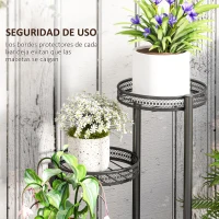Outsunny Soporte para Plantas de 4 Niveles Soporte de Acero para Macetas Interior y Exterior 25x25x80 cm Negro(m-6)