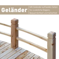 Outsunny Gartenbrücke Holzbrücke Holzsteg Teichbrücke Zierbrücke mit Geländer bis 180 kg Tannenholz Natur 152,5 x 67 x 48 cm(m-5)