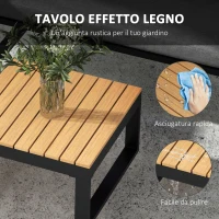 Outsunny Salotto da Giardino con 2 Divanetti, Seduta Angolare e Tavolino con Piano a Doghe, Grigio(m-6)