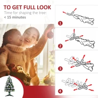 HOMCOM 3ft White Light Artificial Christmas Tree w/ 90 LEDs Star Topper Tri-Base Full Bodied Seasonal Decoration Pre-Lit Home(m-5)