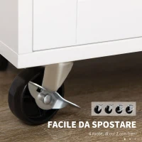 HOMCOM Carrello da Cucina con Cassetto, Portaspezie, Armadietto e 4 Ruote, 109x40x89cm, Bianco(m-5)