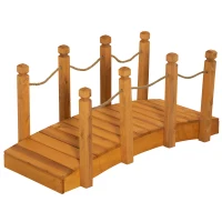 Outsunny Pont de Jardin - Pont de Bassin - passerelle en Bois avec Balustrade - Décoration du Jardin - dim. 121L x 57,5l x 59H cm - Bois de Sapin pré-huilé(m-10)