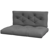 Outsunny Lot de 2 coussins assise et dossier pour banc banquette, palette 2 places dim. 120L x 80l x 12H cm Polyester Gris(m-1)
