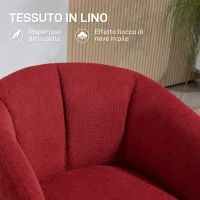 HOMCOM Poltrona Moderna Girevole con Seduta Imbottita in Tessuto Bouclé per Salotto e Ufficio, Rosso Vino(m-6)