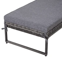 Outsunny Conjunto de 2 Tumbonas de Jardín con Cojines Acolchados Ratán con Mesa Auxiliar para Piscina o Terraza Carga 160kg 195x60x86 cm Acero Gris(m-8)