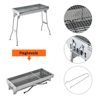 Outsunny Griglia BBQ a Carbonella, Barbecue Portatile e Pieghevole in Acciaio Inox 73×33×71cm(m-6)
