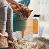 HOMCOM Stufetta Elettrica Oscillante con Telecomando, Temperatura Regolabile e Timer, Potenza 1000W/2000W, 17.6x13.7x50cm, Bianco(m-2)