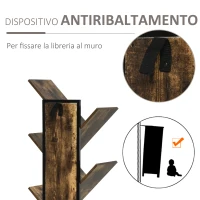 HOMCOM Libreria ad Albero in Legno, Scaffale Salvaspazio a Colonna con 10 Ripiani in Stile Industriale, 50x28x142cm(m-6)