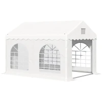 Outsunny 3 x 4 m Marquee Gazebo with Sides, Party Tent Canopy & Carport Shelter for Outdoor Event, Wedding, White(m-11)
