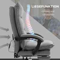 Vinsetto Bürostuhl mit Massagefunktion, Heizfunktion, Fernbedienung, ausfahrbare Fußstütze, neigbar, grau(m-5)