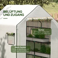 Outsunny Gewächshaus-Folie, Ersatzplane, wasserdicht, aufrollabare Fenster & Tür, 140 x 143 x 190 cm, Weiß(m-6)