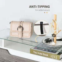 HOMCOM Shoe Storage Cabinet with Slide Out Drawer, 2 Flip Doors, Tempered Glass Top - Grey(m-7)