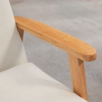 HOMCOM Butaca de Salón Tapizado en Lino Sintético con Reposabrazos y Marco de Madera para Sala de Estar Crema y Natural(m-9)