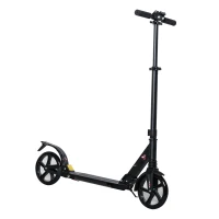 HOMCOM Kick Scooter Foldable Aluminum Ride On Toy For 8+ Adult Teens with Foot Brake, Adjustable Handle, Black(m-1)