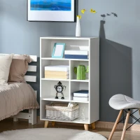 HOMCOM 103cm Bookcase Sideboard 6 Cubes Free Standing Bookshelf Shelves Unit Display Storage Cabinet for Living Room White(m-10)