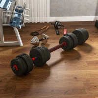HOMCOM 30kg 2 IN 1 Adjustable Dumbbells Weight Set, Dumbbell Hand Weight Barbell for Body Fitness, Lifting Training for Home, Office, Gym, Black(m-8)