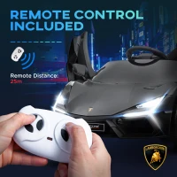 AIYAPLAY Lamborghini Revuelto Licensed 12V Ride on Car w/ Butterfly Doors, Transport Wheels, Suspension, Remote Control, Black(m-8)