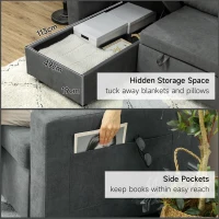 HOMCOM Pull Out Sofa Bed with Storage - Charcoal Grey(m-5)