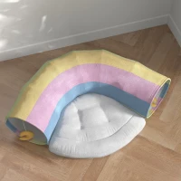 PawHut Katzentunnel Katzenspielzeug,  2 Spielzeuge, 1 Liegepolster, verspieltes Design, 105 cm x 65 cm x 28 cm, Mehrfarbig(m-9)