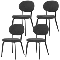 HOMCOM Set of Four Boucle Dining Chairs - Black(m-11)