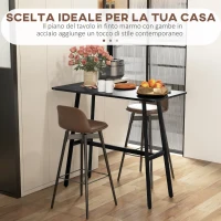 HOMCOM Tavolo da Bar Rettangolare per 4 Persone in MDF e Metallo, 118x58x98 cm, Nero(m-5)