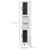 HOMCOM 6-Tier Bathroom Floor Cabinet, Tall Free Standing Cupboard with 2 Patterned Glass Doors for Kitchen, Hallway, Living Room(m-3)