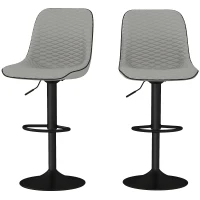 HOMCOM Set of Two Faux Leather Bar Stools - Grey(m-11)