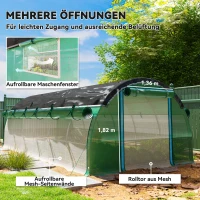 Outsunny Szklarnia Polytunelowa 6 x 3 x 2 m z Siatką Przeciwsłoneczną, Rolowanymi Bocznymi Ścianami, Pokrywą z Tworzywa, Stalowym Ramą, Zielona(m-5)