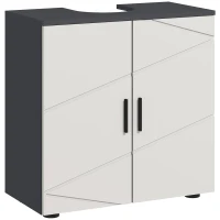 kleankin Pedestal Sink Bathroom Cabinet, Bathroom Vanity Unit with 20 x 20cm "U" Cut-Out and Adjustable Shelf, Light Grey(m-10)