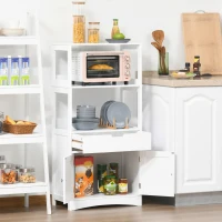 kleankin Meuble de Rangement Salle de Bain - 2 Portes, tiroir, 3 étagères - dim. 60L x 33l x 122H cm - MDF Blanc(m-7)