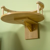 PawHut Wall-Mounted Cat Shelf with Cushion, Guardrails, 34 x 34 x 10.5cm(m-6)