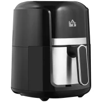 HOMCOM 4L Air Fryer, 1300W Air Fryer Oven with Digital Touch Display, Rapid Air Circulation, 12 Cooking Programs, Adjustable Temperature, Timer, Nonstick Basket for Oil Less or Low Fat Cooking, Black(m-11)