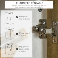 HOMCOM Meuble de rangement buffet vitrine bas pour la cuisine avec 2 portes vitrées et étagères en MDF - dim. 80I x 40P x 81,5H cm(m-8)