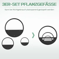 Outsunny Pflanzgefäße für die Wand, 3er-Set, ineinander stapelbar, Stahl+Acryl, schwarz(m-4)