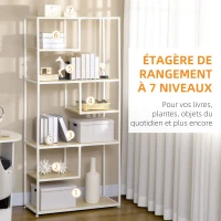 HOMCOM Bibliothèque étagère de rangement à 7 niveaux cadre en acier style industriel 83 x 34 x 180 cm chêne(m-5)