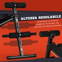 HOMCOM Panca per Addominali Pieghevole e Regolabile con Schienale Imbottito, 47x139x51-69cm, Nero e Rosso(m-6)