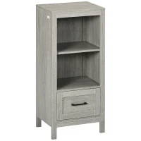 kleankin Armario Auxiliar de Baño con 1 Cajón y 2 Estantes Mueble Auxiliar de Baño Estilo Moderno 40x30x89 cm Gris(m-10)