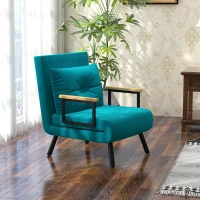 HOMCOM Poltrona Letto 3 in 1 con Schienale Reclinabile in 5 Posizioni e Cuscino, 63x73x81 cm, Blu Scuro(m-2)