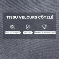 HOMCOM Fauteuil lounge style néo-rétro avec repose-pied - dossier inclinable - accoudoirs bois hévéa revêtement velours(m-5)