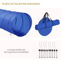Set de Entrenamiento de Agilidad para Perros Obstáculos de Salto con Altura Ajustable Túnel para perros para Exteriores con Bolsa de Transporte 60x60x148 cm Azul y Amarillo(m-5)