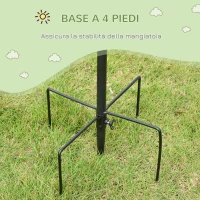 PawHut Mangiatoia per Uccelli a 4 Ganci con Vassoi e 3 Alimentatori diversi in Acciaio 54.5x54.5x208cm Nera(m-6)