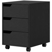 HOMCOM Cajonera de Oficina con Ruedas 3 Cajones Cajonera para Escritorio Estudio 40x50x57,5 cm Negro(m-10)