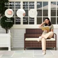 Outsunny 125L Storage Garden Bench, with Cushion - Brown(m-6)