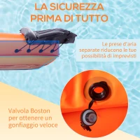 Outsunny Canoa Gonfiabile 2 Posti in PVC con 2 Remi in Alluminio e Accessori, Arancione(m-4)