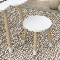 ZONEKIZ Mesa con 2 Sillas para Niños de 2-5 Años con Mesa en Forma de Flores Ø59x50 cm y Sillas Ø28x26 cm Blanco y Natural(m-8)